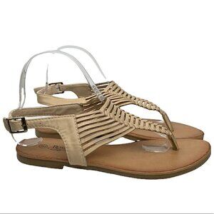 Rosegal womens sandals size 8 beige faux leather fish one t-strap thong